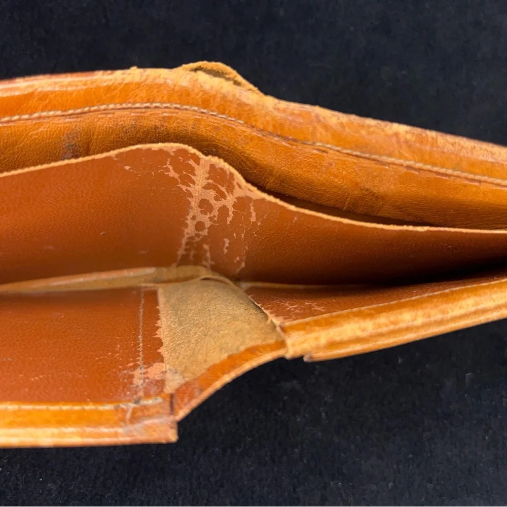 Vintage Justin Tan Brown Leather Wallet Tooled Western Cowboy